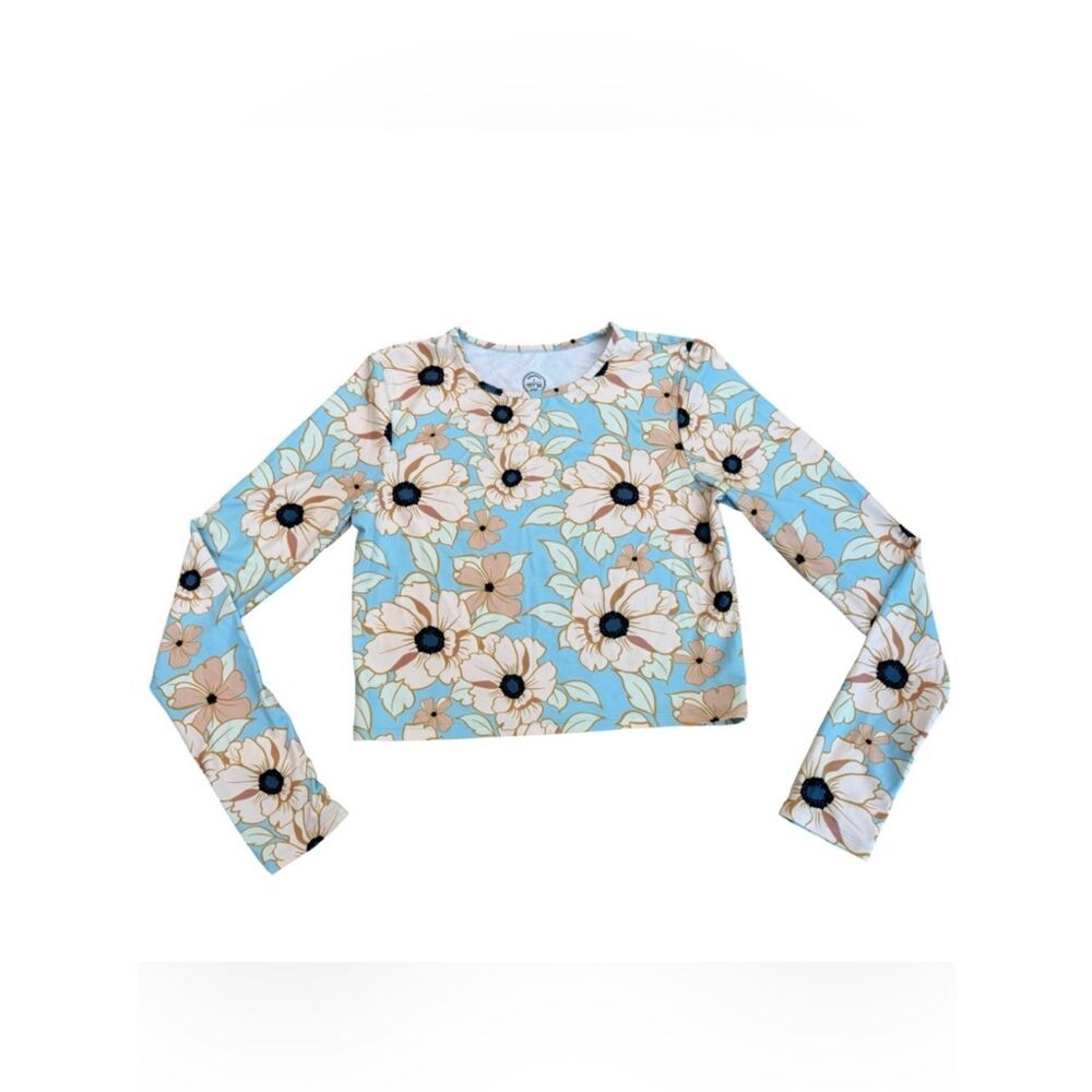 Mott50 Light Blue Floral Rash Guard Women’s Small
